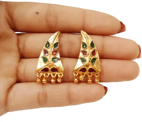 Assamese_Traditional_Copper_Gold_Plated_Red_Green_Earring_Brass_Drops_&_Danglers_For_Girls_&_Women
